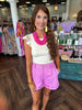 Pink Pleated Shorts