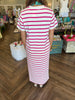 Daily Striped Midi Dress: magenta