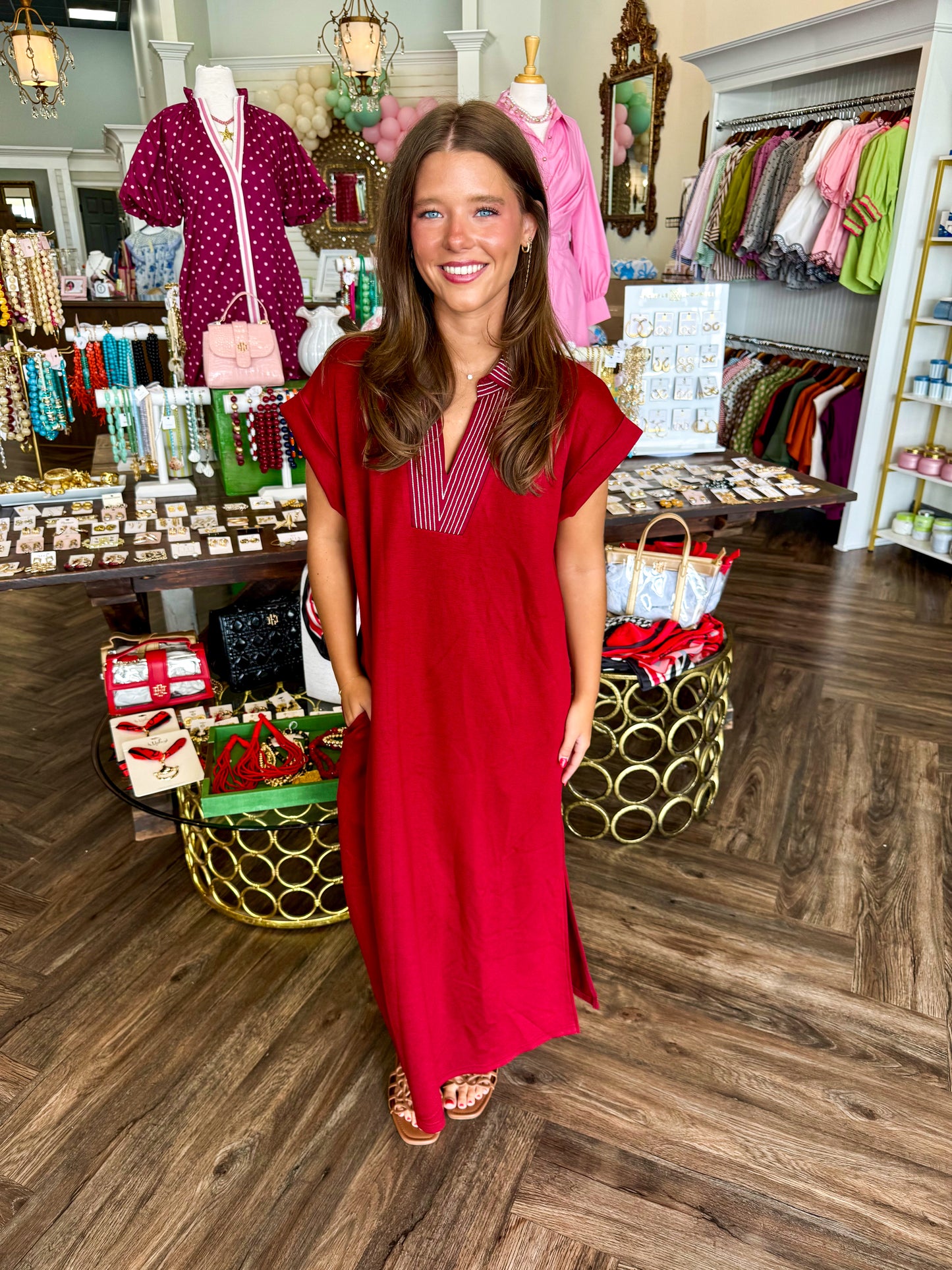 Scuba Stitch Midi Dress: Maroon