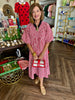 Harvest Collar Plaid Midi Dress: Crimson