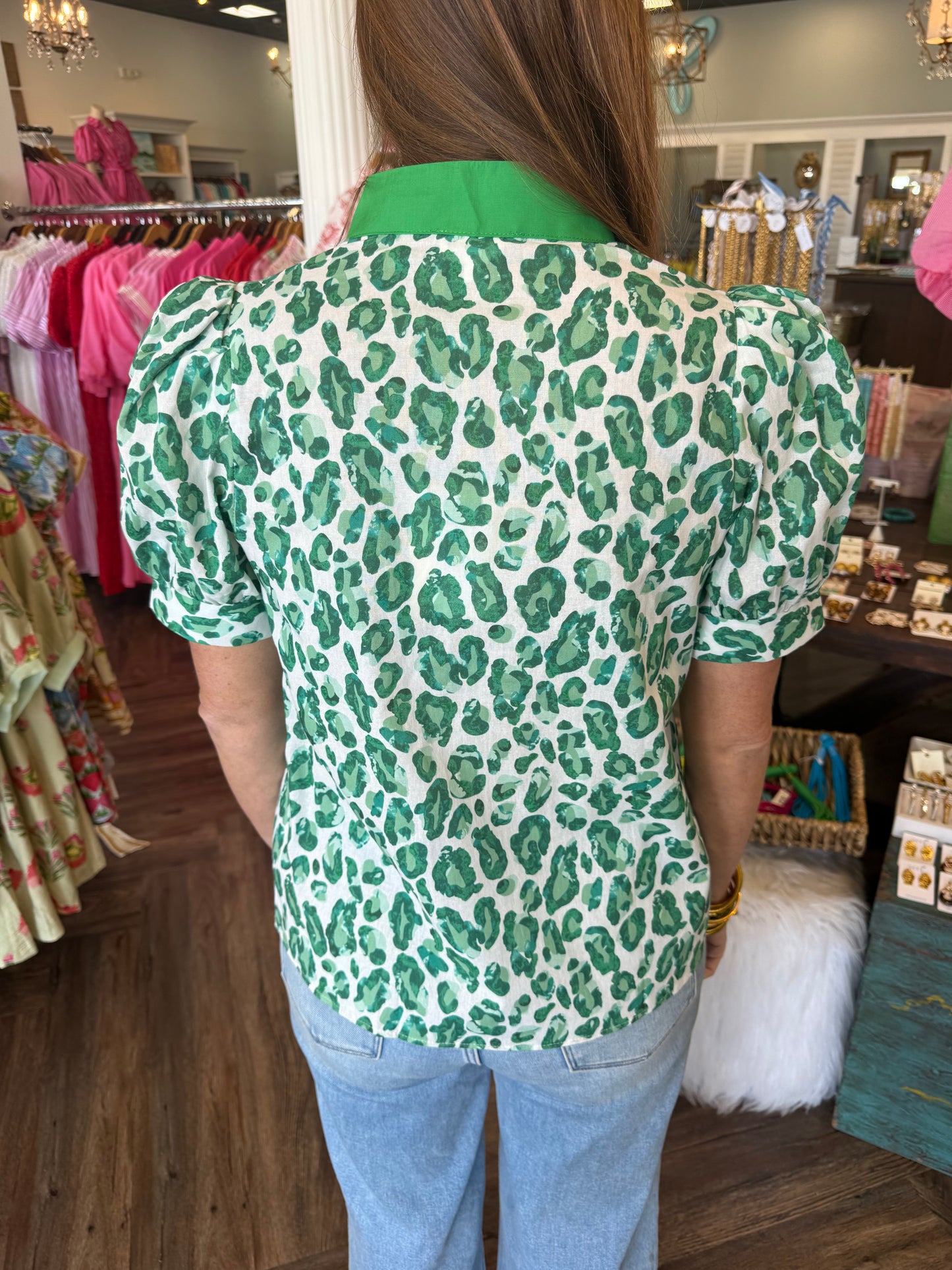 Fancy Green Leopard Top
