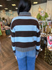 Mock Neck Blue and Brown Sweater