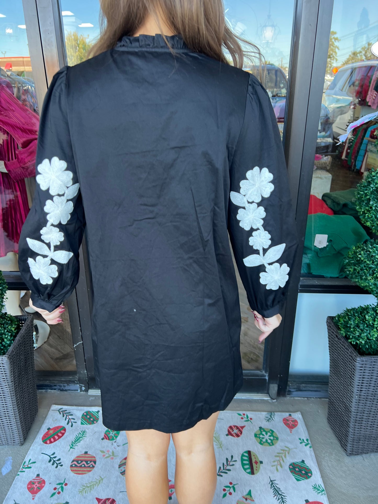 Embroidered Black Dress