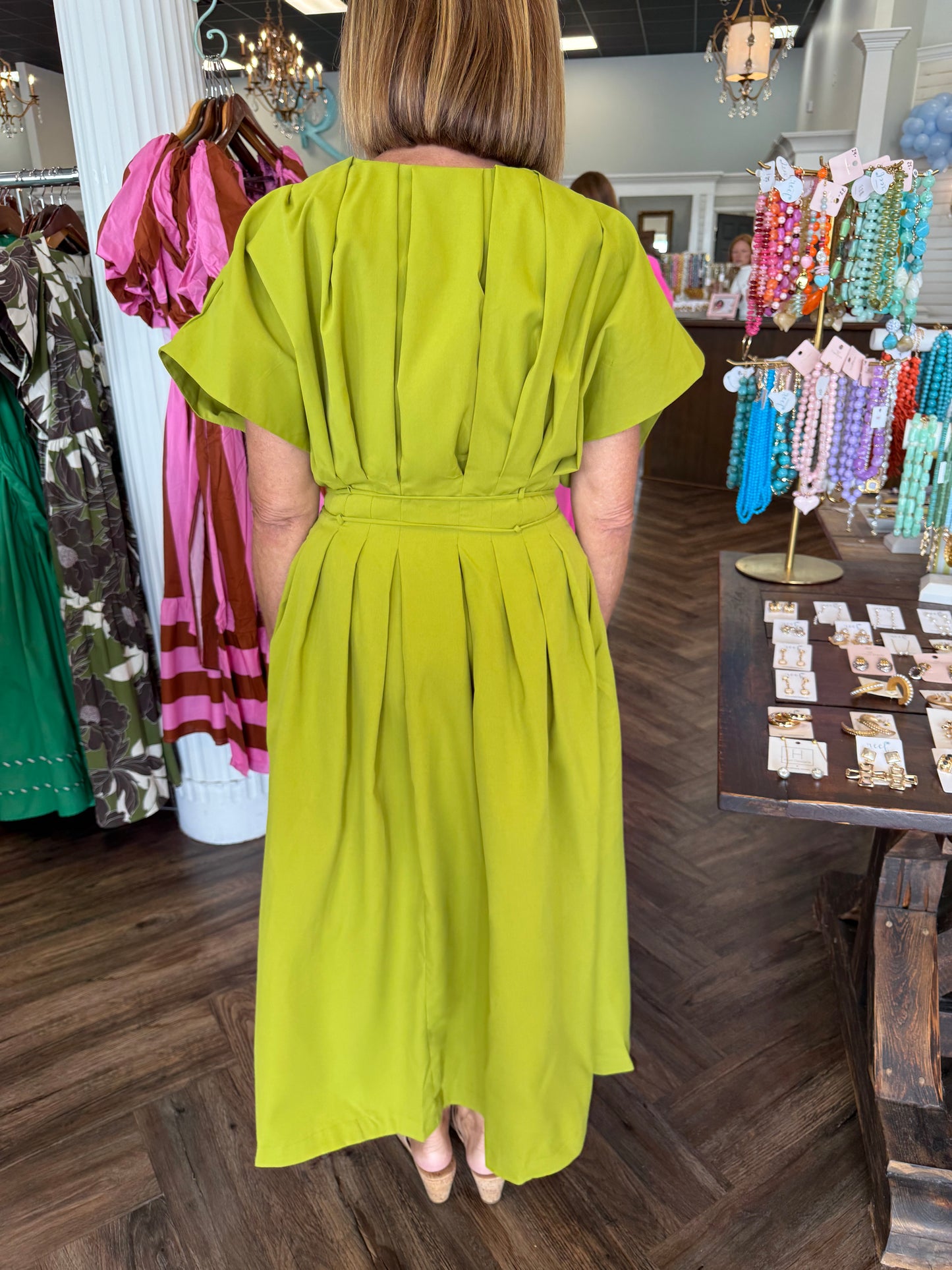 Lemon Lime Tie Midi Dress