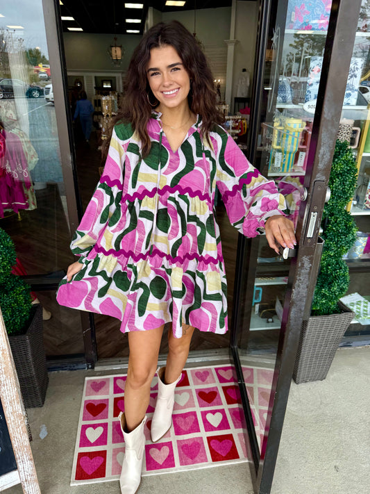 Green/Pink Watercolor Dress