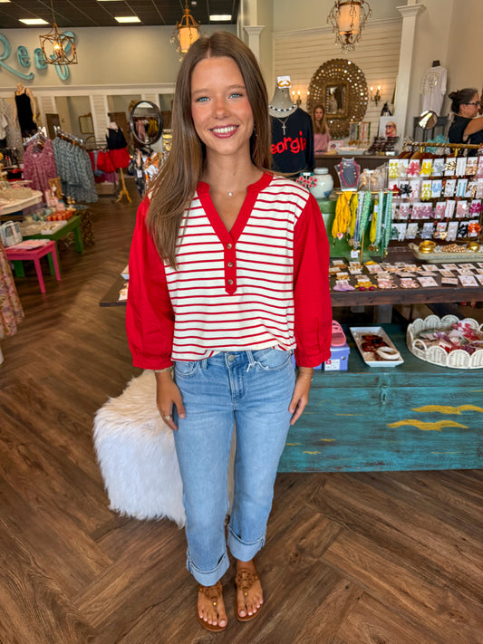 Classic Stripe Top- Red