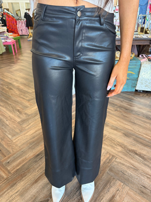 Chic Sleek Pleather Pants: Black