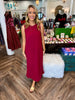 Button Love Midi Dress: Maroon