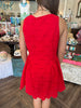 Eyelet Lace Scalloped Dress: Red