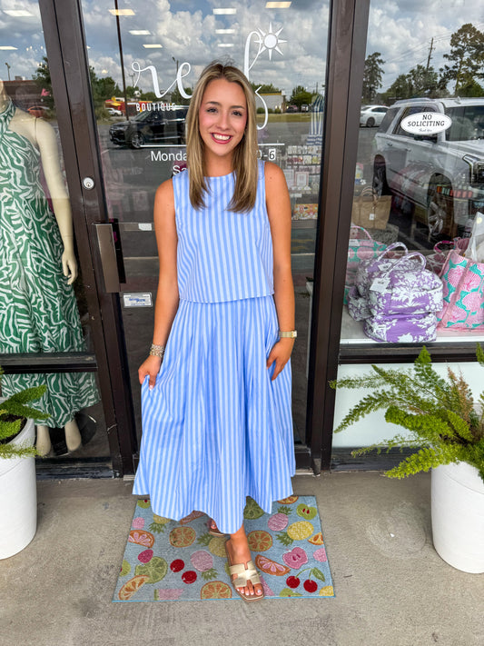 Blue Girl Striped Set