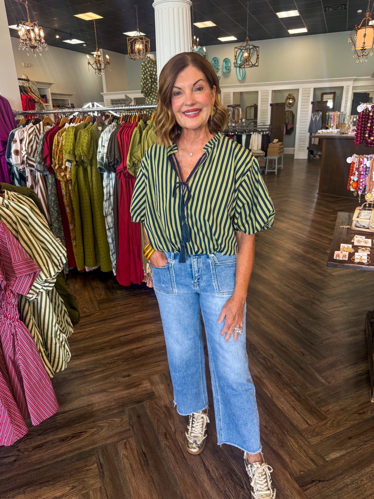 Navy and Martini Stripe Top