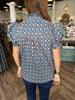 Blue and Brown Floral Print Top