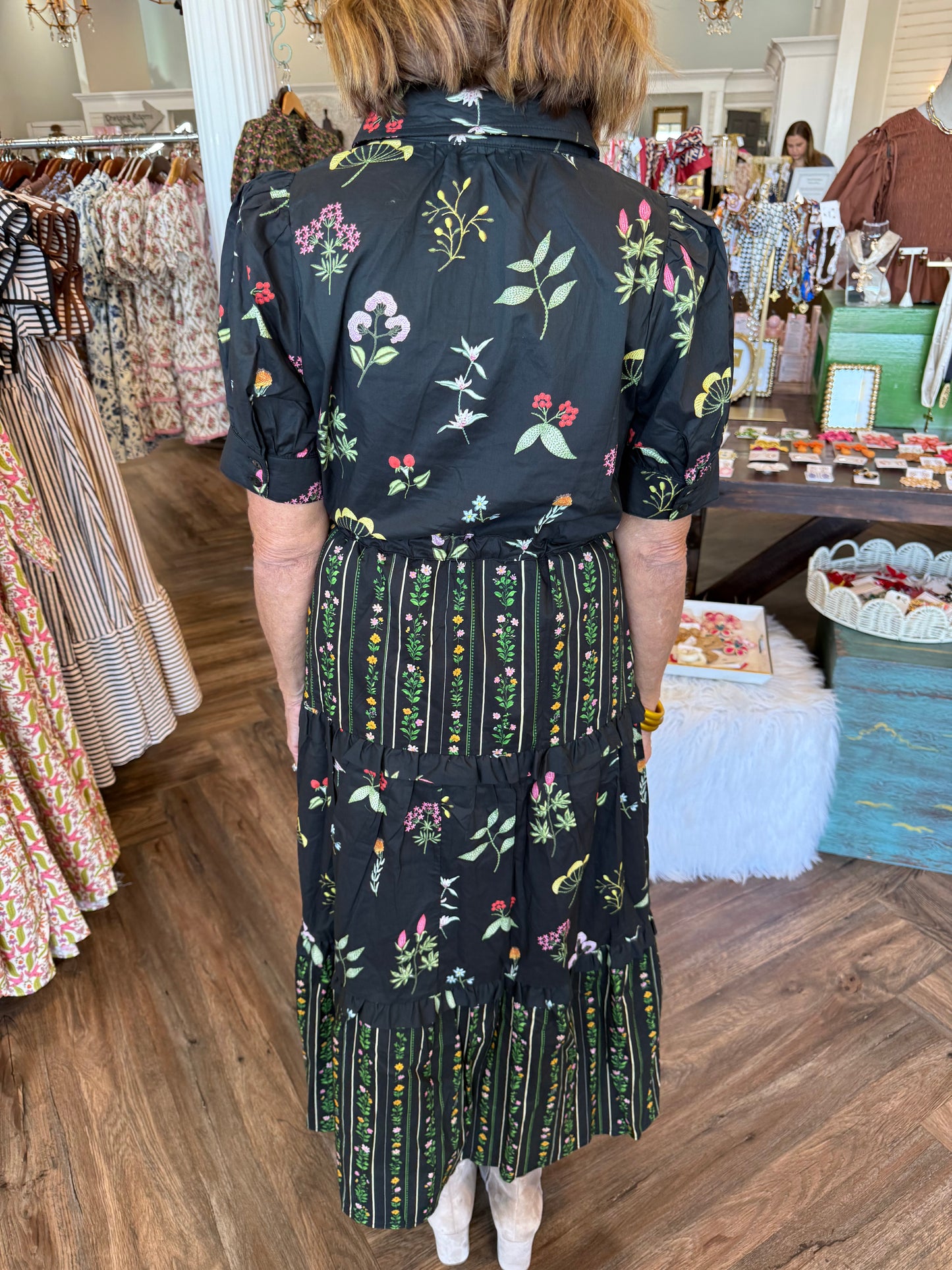 Floral Border Midi Dress