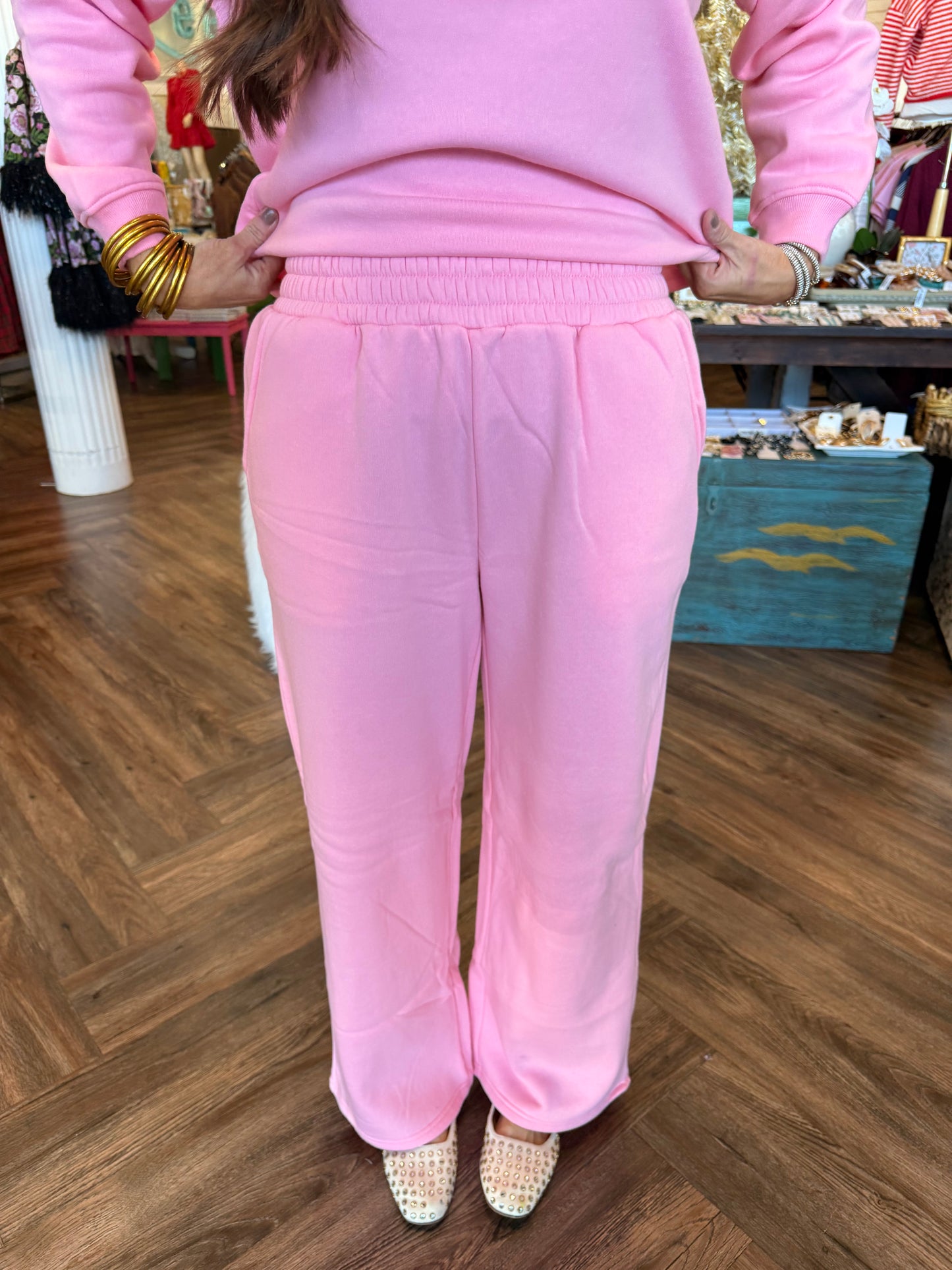 Fleece Pullover Set: Dk Pink