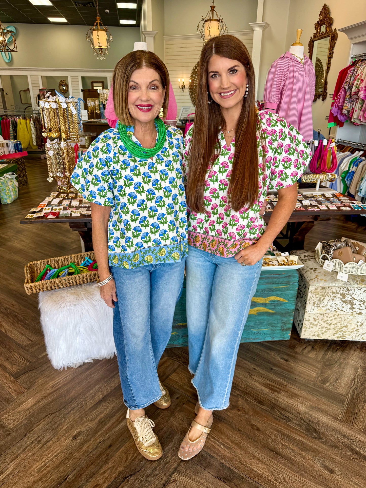 Gardenia Print Top: Pink