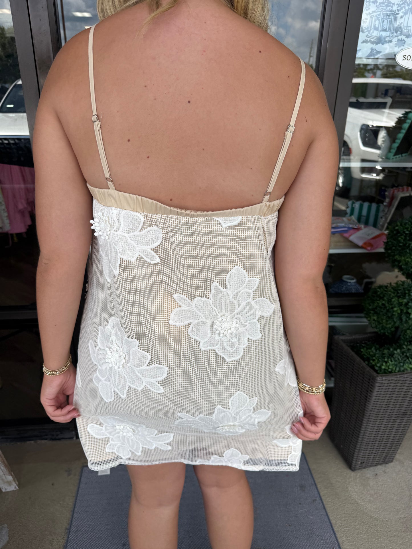 Floral Mesh Mini Dress