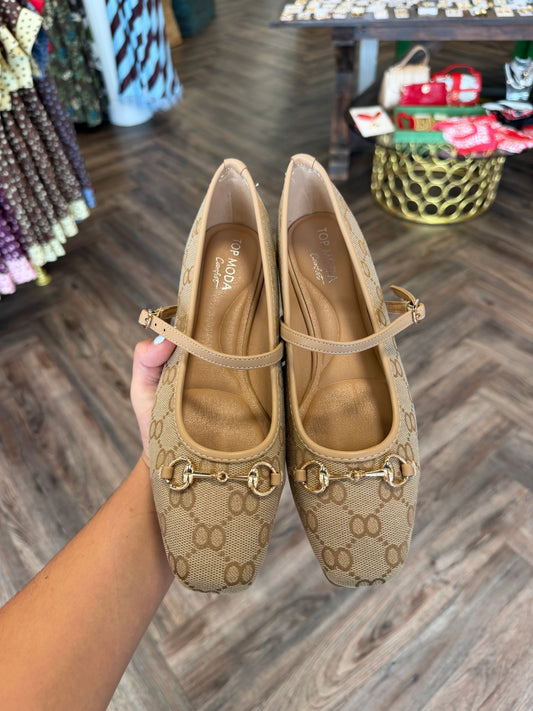 Mary Jane Horsebit Canvas Flats