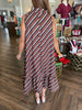 Brown Striped Tie Midi Dress