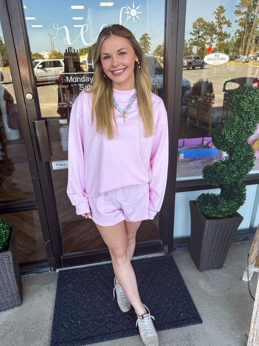 Mockneck Short Set: Bubblegum