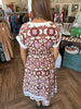 Brown Design Waist Gold Buttons Midi Dress