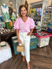 Girly Collar Stripe Blouse: Pink