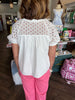 Eyelet Flutter Top: White