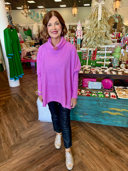 Oversized Turtleneck Sweater: Pink – Shop Reef Boutique