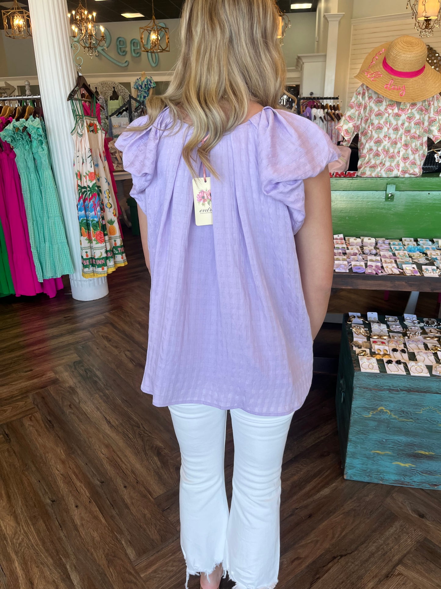 Solid Pleated Blouse: Lavender