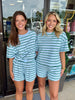 Baby Blue Striped Shorts Set