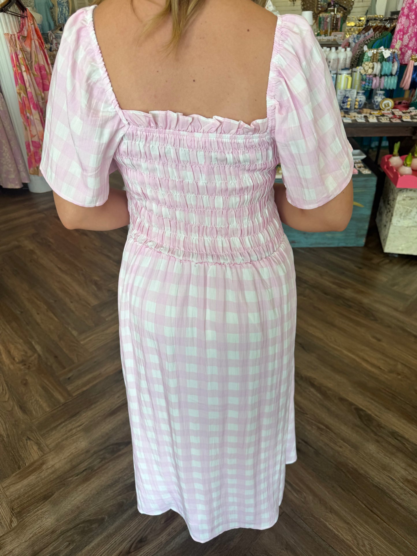 Girly Gingham Midi Dress