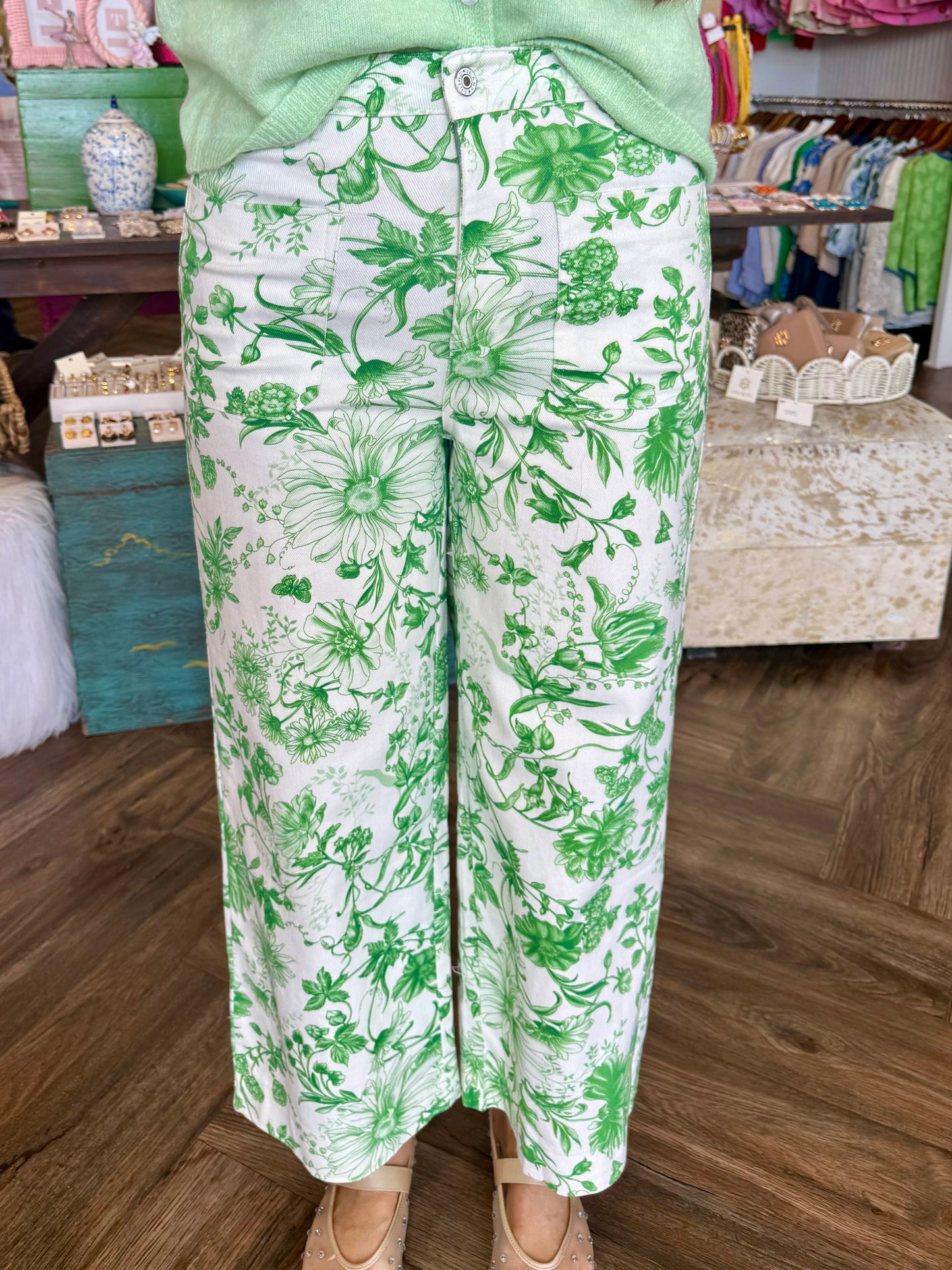 Sassy Green Floral Pants