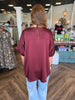 V-Neck High Low Blouse: Burgandy