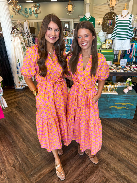 Orange & Pink Maxi Dress