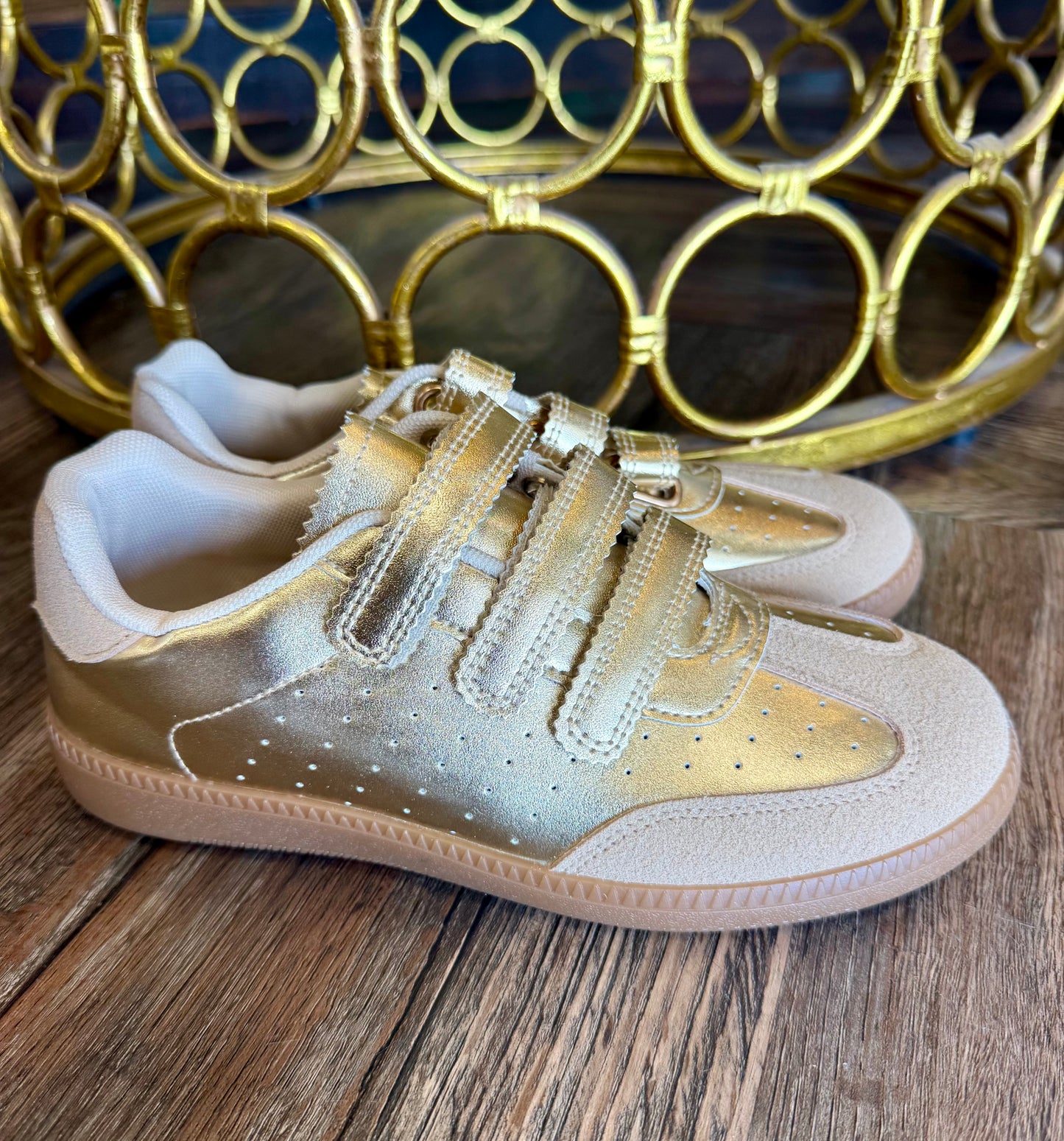 Gold Velcro Sneakers