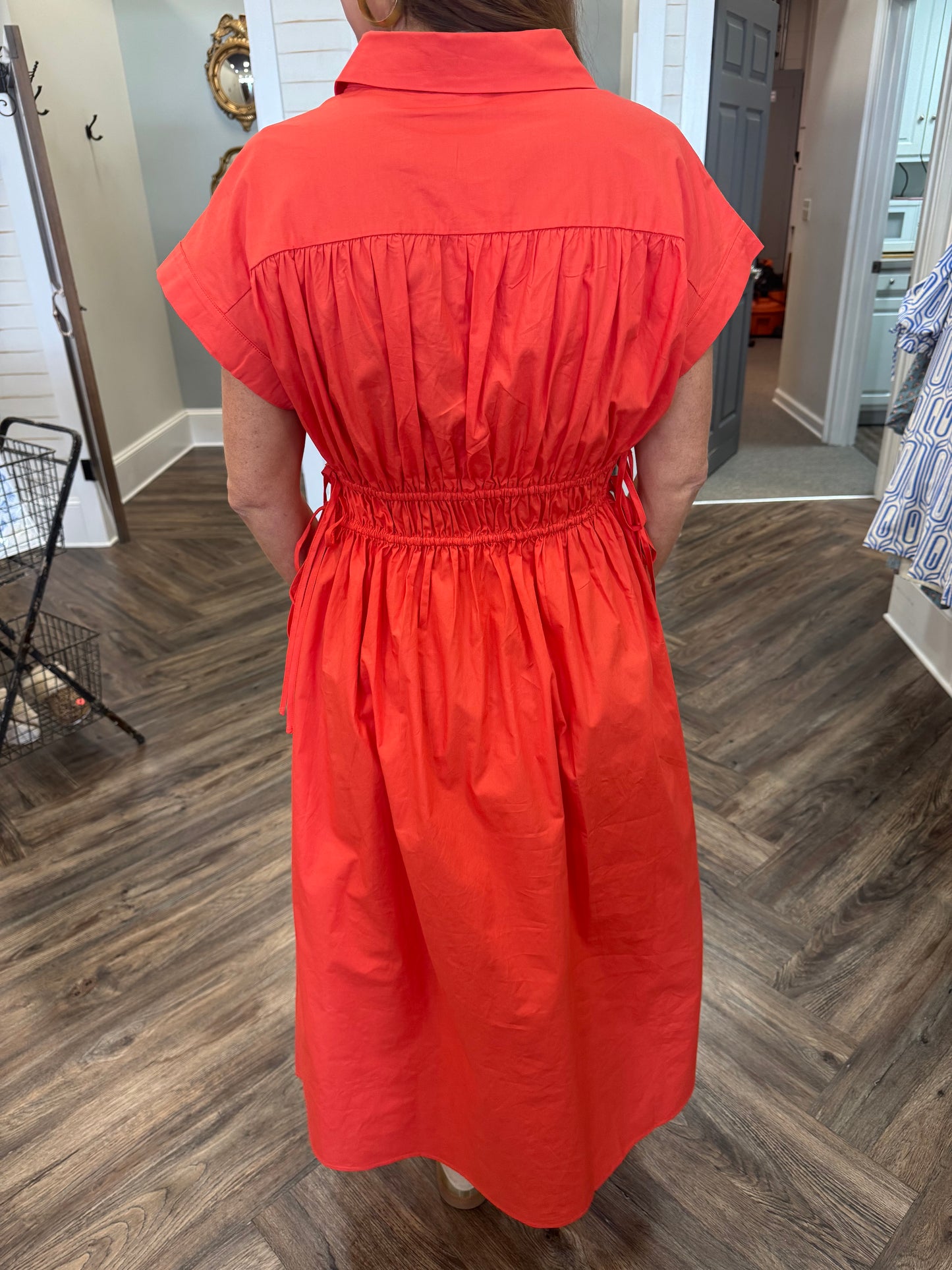 Coral Orange Midi Dress