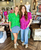 Alden Design Ruffle Top: Green