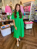 Accent Button Midi Dress: Kelly Green