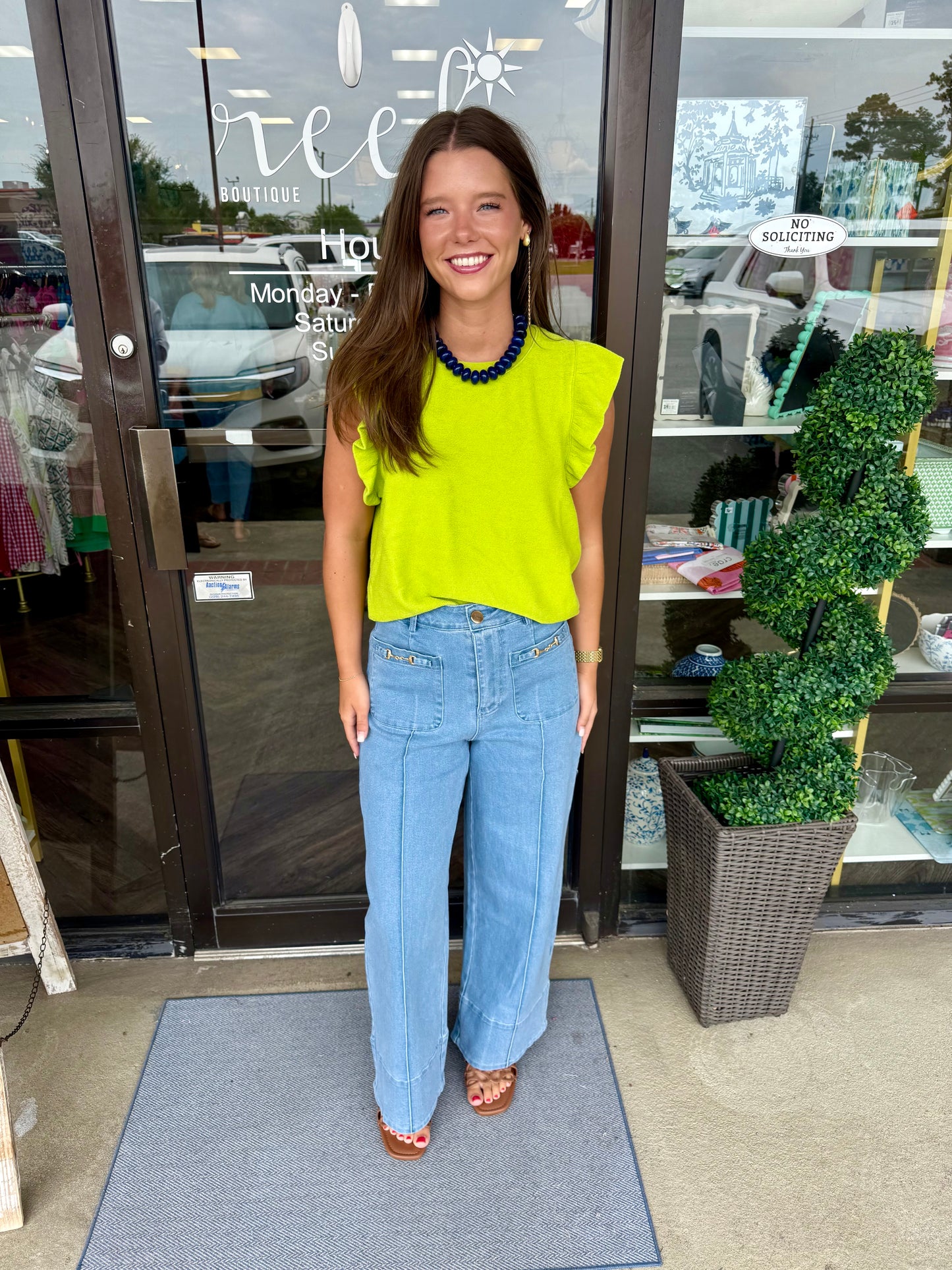 Kirby Ribbed Top: Lime