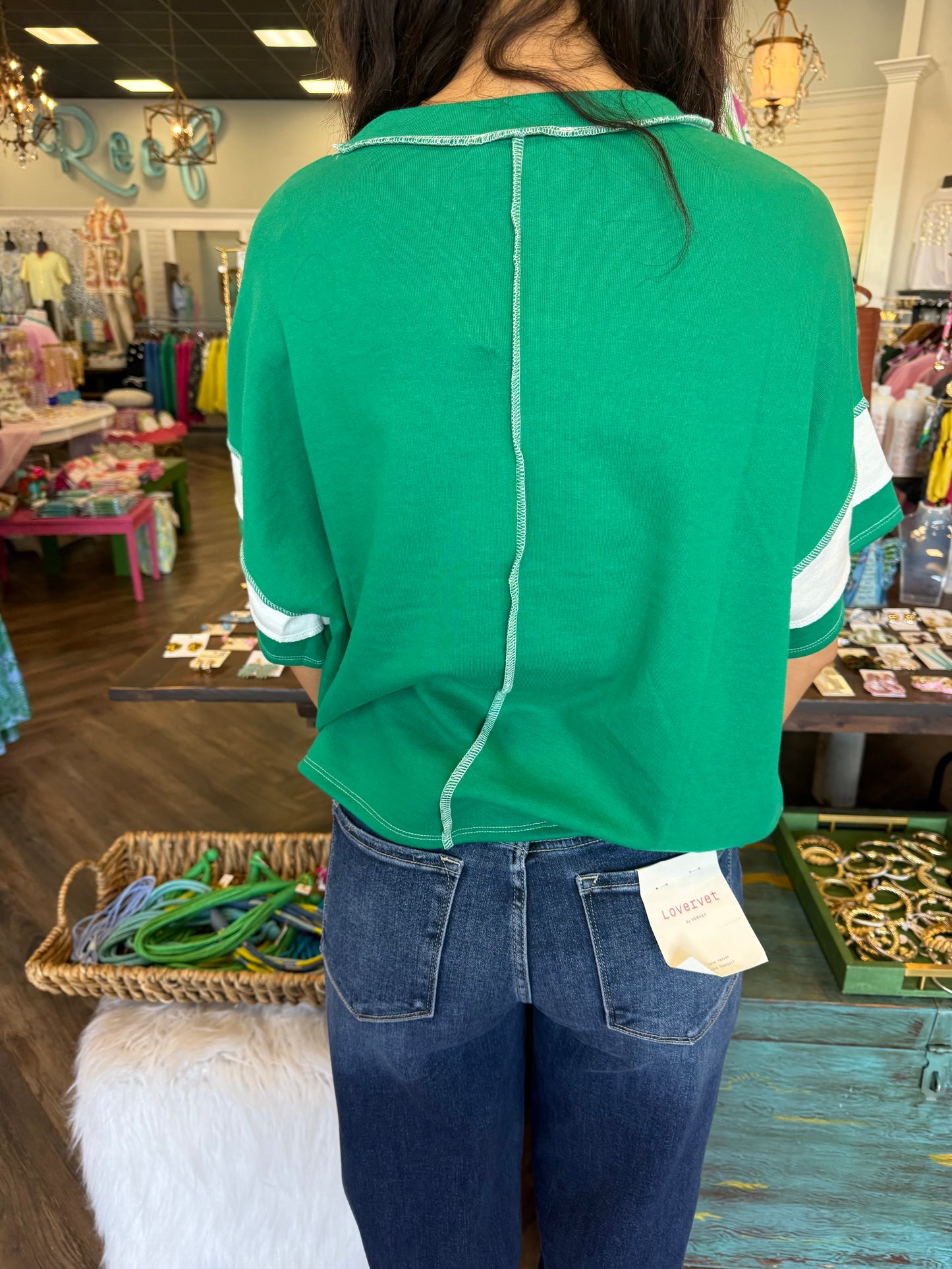 Big Stripe Tee: Kelly Green