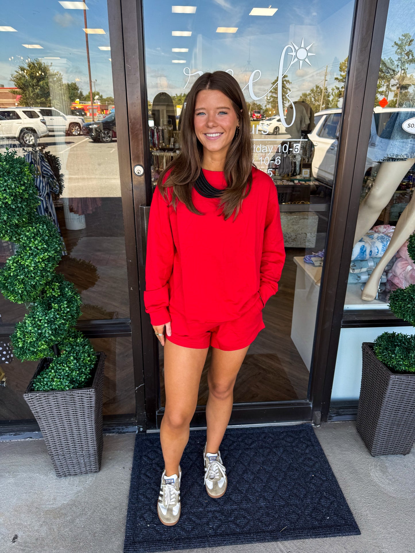 Red Mock Neck Set