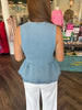 Peplum Blue Denim Top