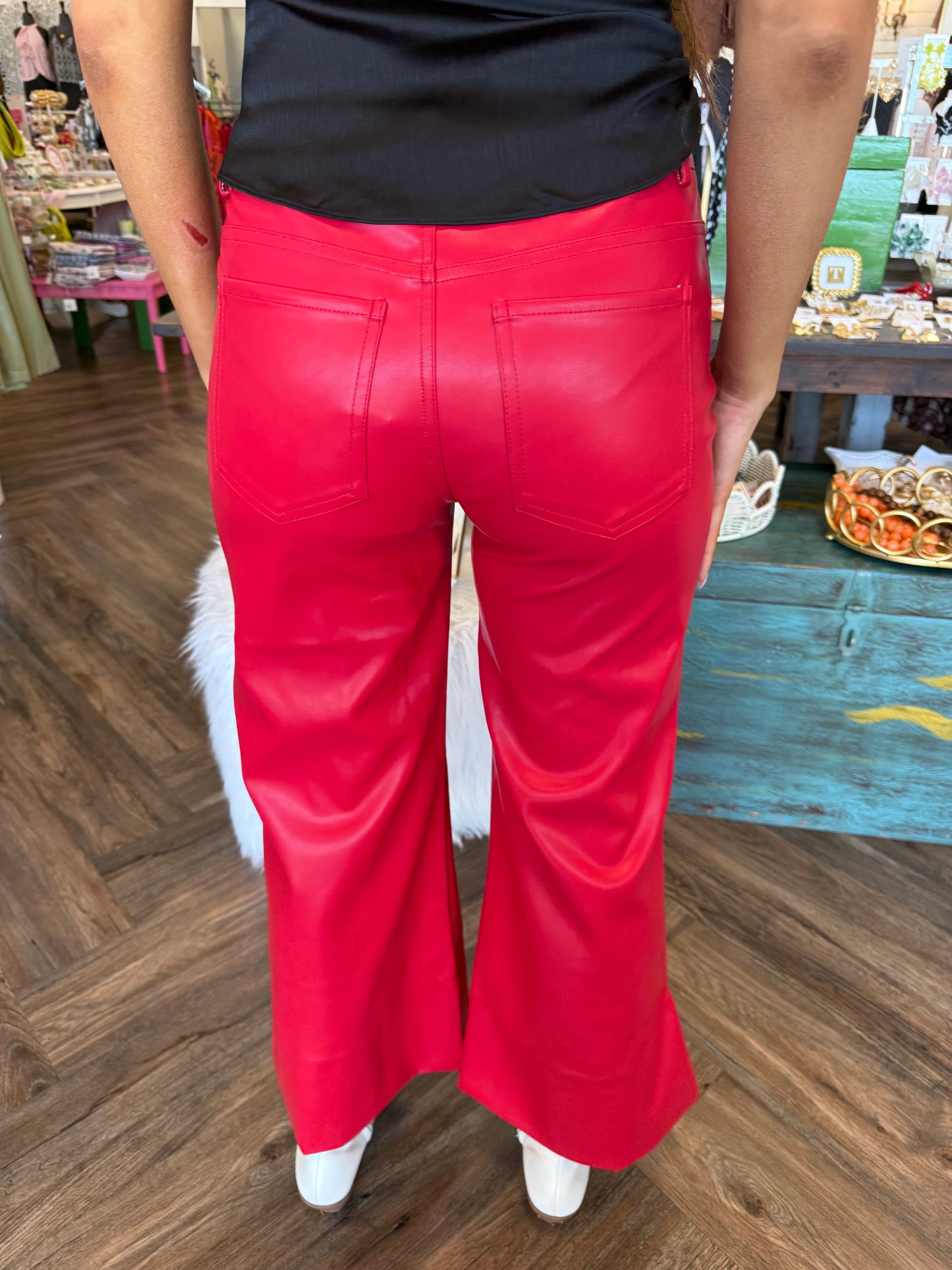 Chic Sleek Pleather Pants: Red