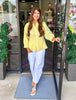 Collar Button Down Top: Butter Yellow