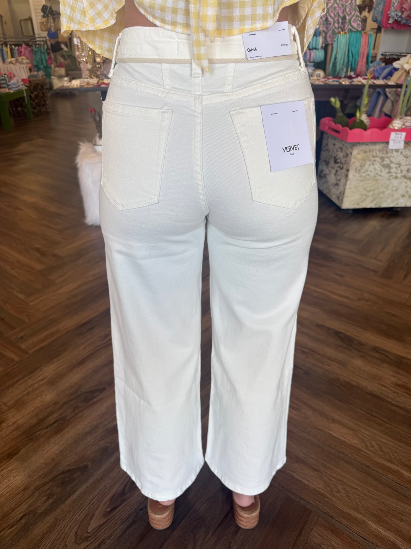 Vervet Drawstring White Jeans