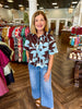 Cocoa and Blue Floral Top