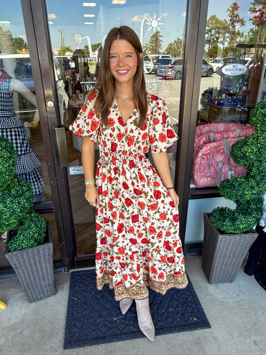 Fall Flower midi Dress