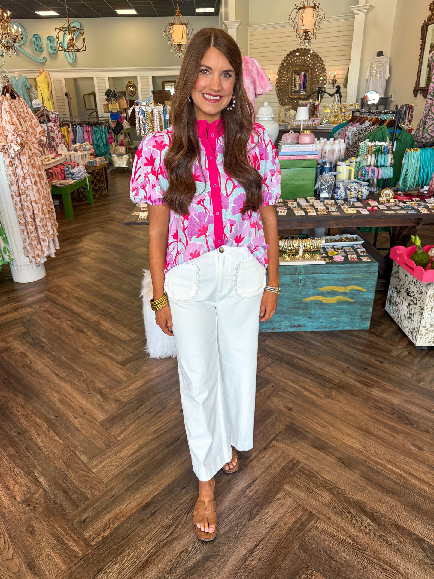 Bexley Bloom Top: Hot Pink