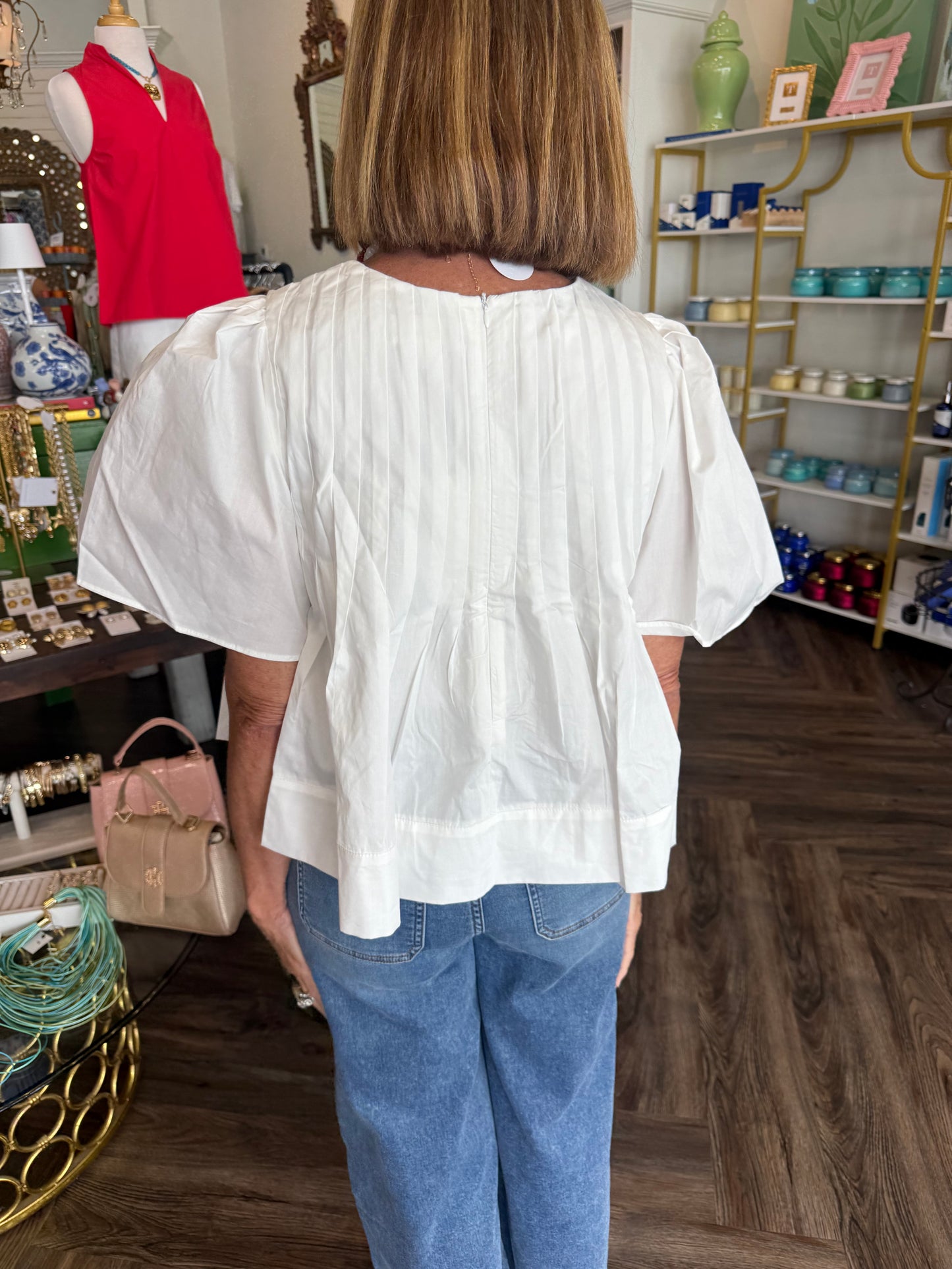 White Vertical Pleated Top