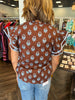 Alden Brown and Blue Design Top