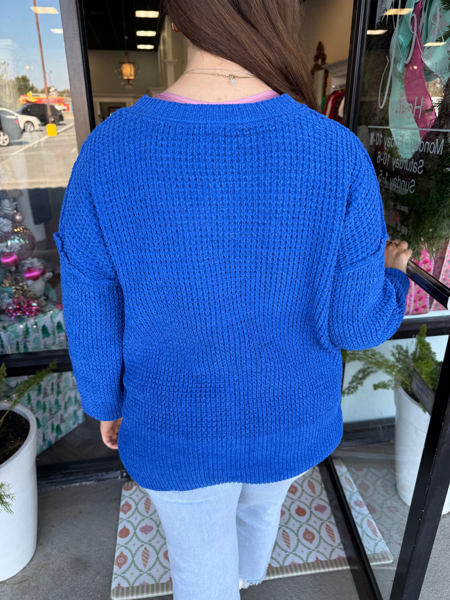 Knit Kasey Sweater: Blue